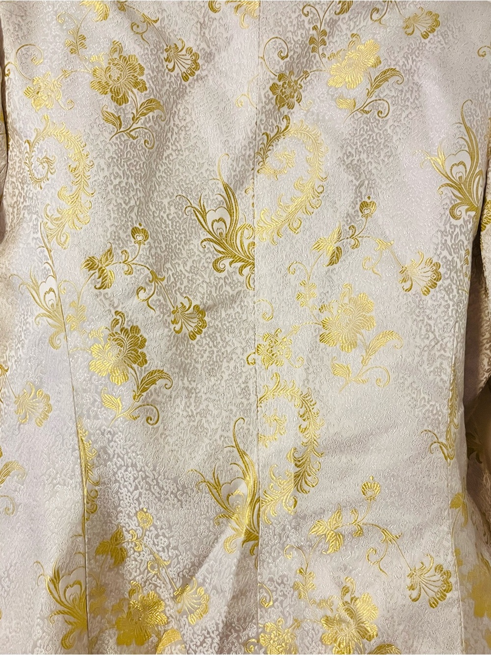 Flores & Flores Women’s Gold & White Floral Brocade Scroll Open Front Blazer 14 - Picture 5 of 8